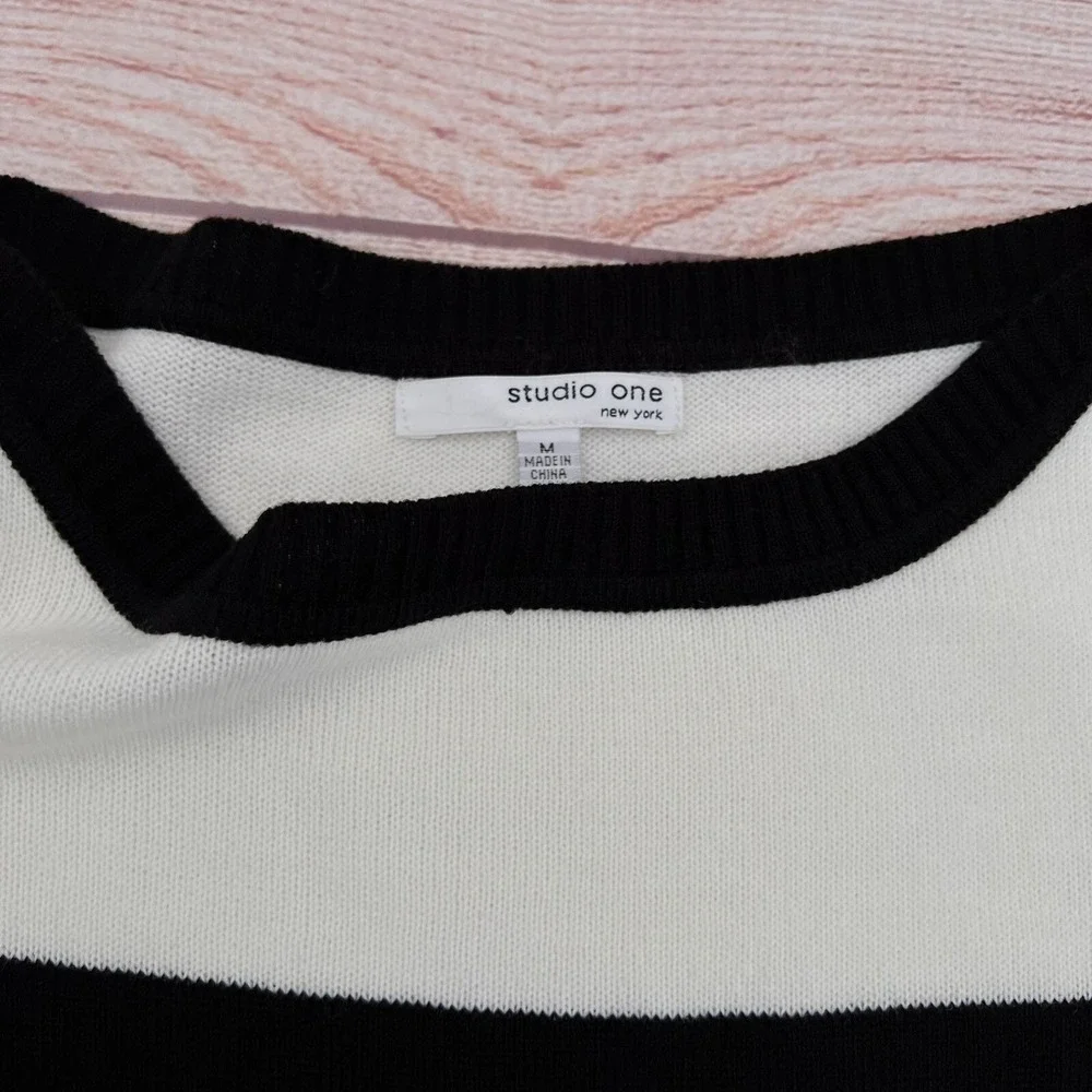 Studio One New York Women's Long Sleeve Sweater Striped Dress Size M - Picture 9 of 11